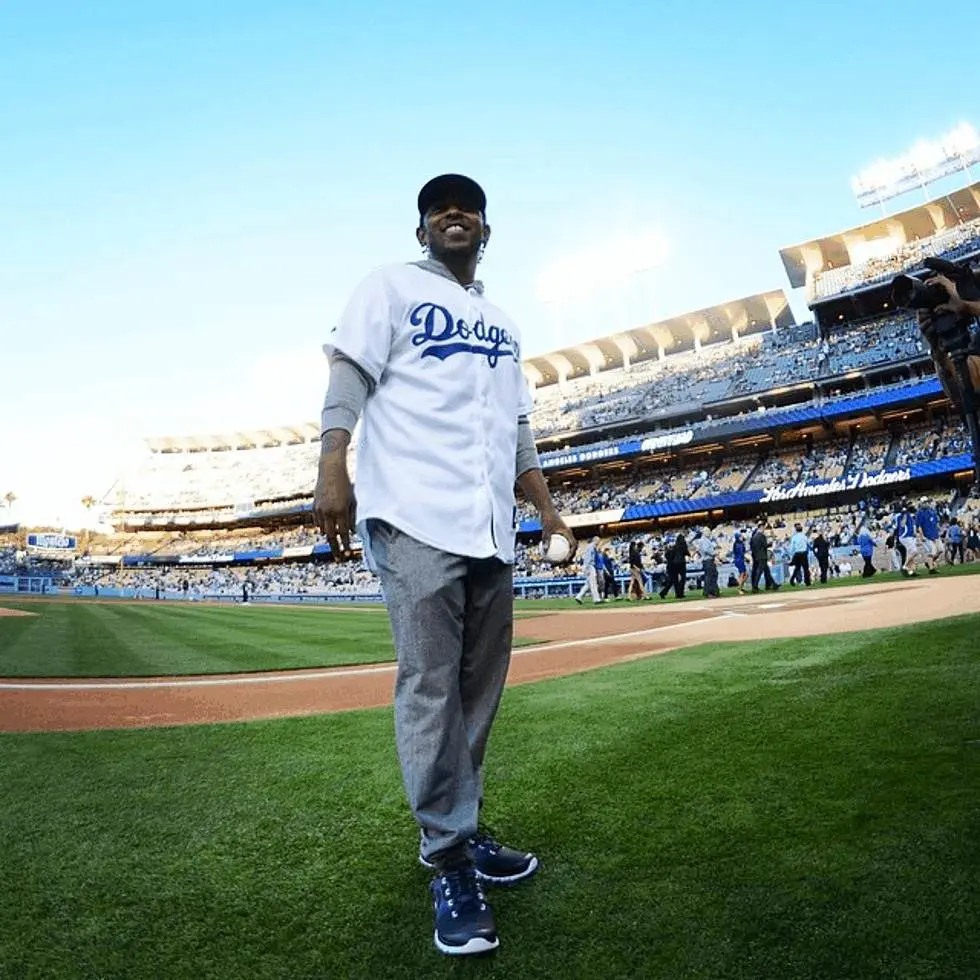 Video: #KendrickLamar Throws His 1st Pitch @ L.A. Dodgers Game